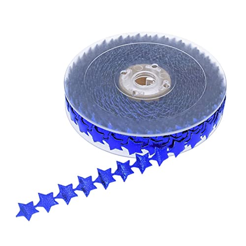 SHTGOI 1 Rollen 15 mm Breite Sternenband 15m Sterne Band Glitzer Polyester Pentagramm Geprägtes Band Verzierung für Urlaub Hochzeit Dekoration Geschenk Kuchen Verpackung Blau von SHTGOI