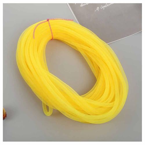 SHTGOI 1 Stück 25m Elastische Mesh Schlauch Basteln 8mm Netz-Rohr Flex Netzschlauch Meterware Kreative Netzschnur DIY Schmuck Zubehör für Schleife Armband Halskette Kränze Handwerk Gans Gelb von SHTGOI