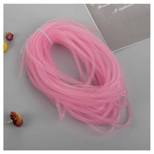 SHTGOI 1 Stück 25m Elastische Mesh Schlauch Basteln 8mm Netz-Rohr Flex Netzschlauch Meterware Kreative Netzschnur DIY Schmuck Zubehör für Schleife Armband Halskette Kränze Handwerk Rosa von SHTGOI