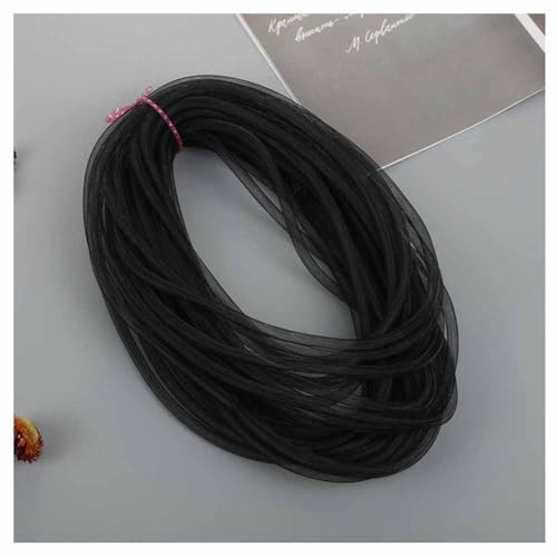 SHTGOI 1 Stück 25m Elastische Mesh Schlauch Basteln 8mm Netz-Rohr Flex Netzschlauch Meterware Kreative Netzschnur DIY Schmuck Zubehör für Schleife Armband Halskette Kränze Handwerk Schwarz von SHTGOI