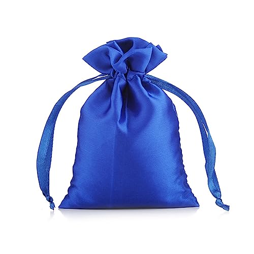 SHTGOI 10 Stück Satinbeutel Kleine Organzasäckchen Seide Schmuckbeutel Hochzeit Säckchen Stoff Bunt Geschenkbeutel Artefakt Tasche mit Kordelzug für Hochzeit Geburtstag Festival Party Blau von SHTGOI