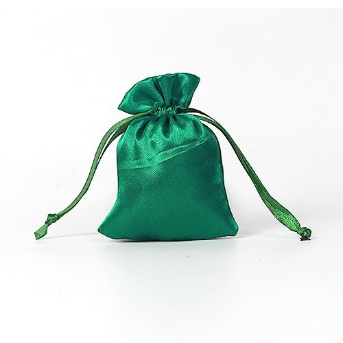 SHTGOI 10 Stück Satinbeutel Kleine Organzasäckchen Seide Schmuckbeutel Hochzeit Säckchen Stoff Bunt Geschenkbeutel Artefakt Tasche mit Kordelzug für Hochzeit Geburtstag Festival Party Grün von SHTGOI