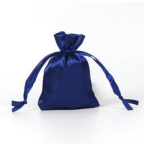 SHTGOI 10 Stück Satinbeutel Kleine Organzasäckchen Seide Schmuckbeutel Hochzeit Säckchen Stoff Bunt Geschenkbeutel Artefakt Tasche mit Kordelzug für Hochzeit Geburtstag Festival Party Marineblau von SHTGOI