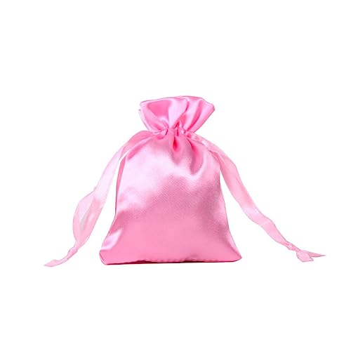 SHTGOI 10 Stück Satinbeutel Kleine Organzasäckchen Seide Schmuckbeutel Hochzeit Säckchen Stoff Bunt Geschenkbeutel Artefakt Tasche mit Kordelzug für Hochzeit Geburtstag Festival Party Pink von SHTGOI