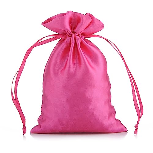 SHTGOI 10 Stück Satinbeutel Kleine Organzasäckchen Seide Schmuckbeutel Hochzeit Säckchen Stoff Bunt Geschenkbeutel Artefakt Tasche mit Kordelzug für Hochzeit Geburtstag Festival Party Rosa von SHTGOI