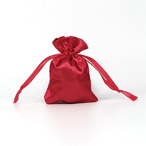 SHTGOI 10 Stück Satinbeutel Kleine Organzasäckchen Seide Schmuckbeutel Hochzeit Säckchen Stoff Bunt Geschenkbeutel Artefakt Tasche mit Kordelzug für Hochzeit Geburtstag Festival Party Weinrot von SHTGOI