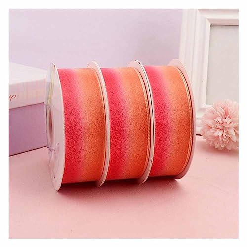 SHTGOI 10 Yards Regenbogen Band 4 cm Breit Organza Bänder Transparent Schleifenband Farben Seidenband Chiffon Stoffbänder Dekorative Bänder für Verpackung Hochzeit Geburtstag Weihnachten Rot orange von SHTGOI