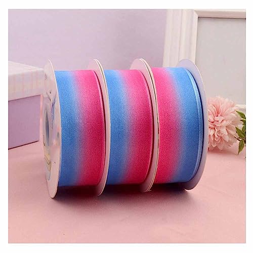 SHTGOI 10 Yards Regenbogen Band 4 cm Breit Organza Bänder Transparent Schleifenband Farben Seidenband Chiffon Stoffbänder Dekorative Bänder für Verpackung Hochzeit Geburtstag Weihnachten Rose blau von SHTGOI