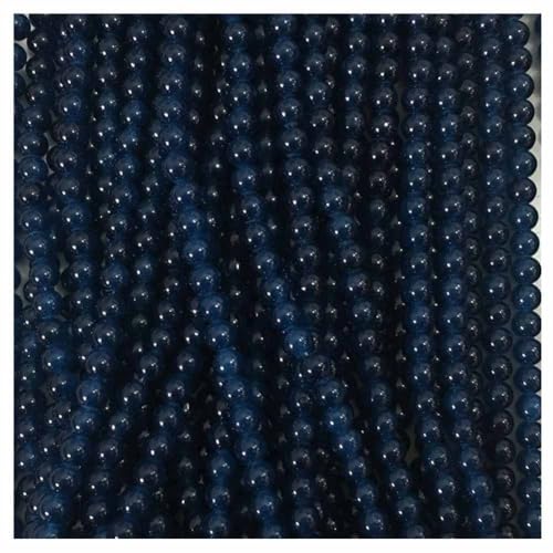 SHTGOI 104 Stück/String Glasperle zum Auffädeln 8mm Rund Halbedelstein Perlen mit Loch Bunte Kristalle Perlen Set Neon Bead Halskette Schmucksteine für DIY Handwerk Armband Halsketten Marineblau von SHTGOI