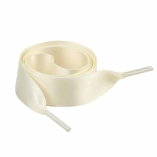 SHTGOI 2 Paar Satin Schnürsenkel Weiche Seide Schuhbänder 2cm Breit Universeller Flache Schnürsenkel Bunte Schnüre Ersatz Seidenschnürsenkel für Sportschuhe Laufschuhe Bergschuh 100cm Beige von SHTGOI