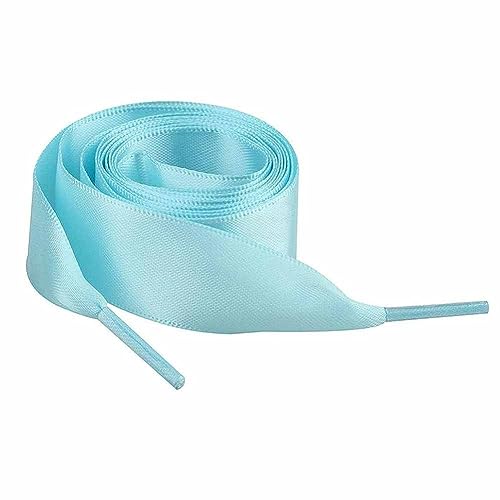 SHTGOI 2 Paar Satin Schnürsenkel Weiche Seide Schuhbänder 2cm Breit Universeller Flache Schnürsenkel Bunte Schnüre Ersatz Seidenschnürsenkel für Sportschuhe Laufschuhe Bergschuh 100cm Hellblau von SHTGOI