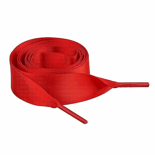 SHTGOI 2 Paar Satin Schnürsenkel Weiche Seide Schuhbänder 2cm Breit Universeller Flache Schnürsenkel Bunte Schnüre Ersatz Seidenschnürsenkel für Sportschuhe Laufschuhe Bergschuh 120cm Rot von SHTGOI