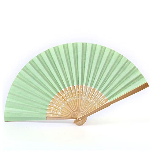 SHTGOI 2 Stück Handfächer Bunt Handheld Bambus Faltfächer Blank Folding Papier Fächer Hochzeit Hochzeitsfächer Taschenfächer Hand Fan Klappfächer für Kinder DIY Malerei Wedding Party Hellgrün von SHTGOI