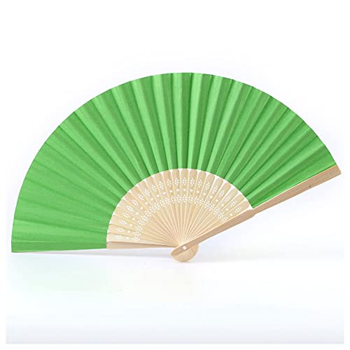 SHTGOI 2 Stück Handfächer Bunt Handheld Bambus Faltfächer Blank Folding Papier Fächer Hochzeit Hochzeitsfächer Taschenfächer Hand Fan Klappfächer für Kinder DIY Malerei Wedding Party Grün von SHTGOI