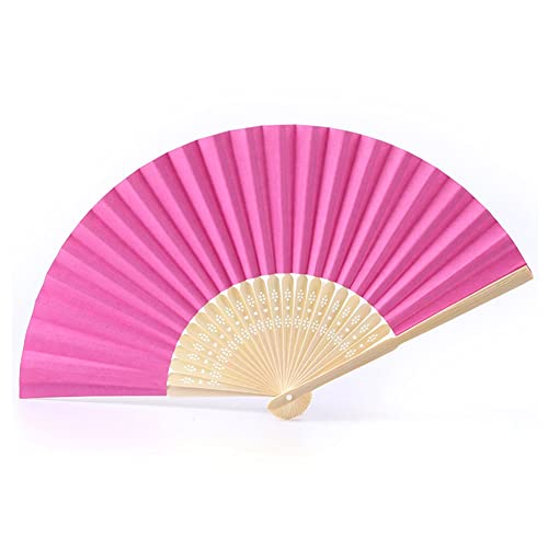 SHTGOI 2 Stück Handfächer Bunt Handheld Bambus Faltfächer Blank Folding Papier Fächer Hochzeit Hochzeitsfächer Taschenfächer Hand Fan Klappfächer für Kinder DIY Malerei Wedding Party Rosarot von SHTGOI