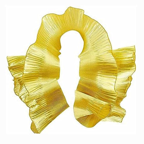 SHTGOI 2 Yards Rüschenband Organza Rüschen-Spitzenborte Transparent Plissierter Spitzenstoffbesatz Glänzend Chiffon-Tüll-Rüschen-Spitzenbordüre zum Nähen für Taschen-Kostüm-Deko Goldgelb 13cm von SHTGOI