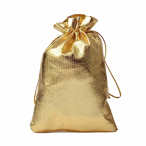 SHTGOI 20 Stück Schmuckbeutel Seide Satinbeutel Geschenkbeutel Weihnachtstüten Gold und Silber Säckchen Rechteck Stoffbeutel für Schmuck Lagerung Geschenk Süßigkeiten Verpackung Weihnachten Gold von SHTGOI