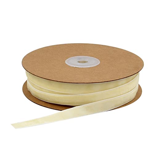 SHTGOI 20m/Rolle Samtband 10mm Breite Samtborte Schleifenband Samt Dekoband Schleifenband Geschenkband Zierband Stoffbänder für Geschenk Blumen Verpackung Geschenkbox Dekoration Beige von SHTGOI