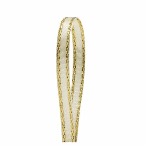 SHTGOI 20m/Rolle Satinband 3cm Breit Seidenband Geschenkband mit Gold Drahtkante Doppelseitig Satin Schleifenband Dekoband für Geschenkverpackungen,Hochzeit,Geburtstag,Kuchendekoration Beige von SHTGOI