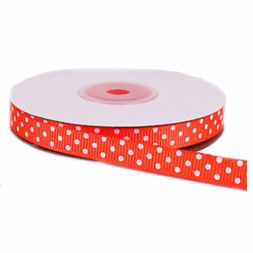 SHTGOI 25 Yards/Rolle Punkte Grosgrain-Band 1cm Breit Gepunktetes Schleifenband/Geschenkband/Dekoband DIY Polka Dot Ripsband Fabric Band für Party Hochzeit Geschenke Blumen Dekoration Orange von SHTGOI