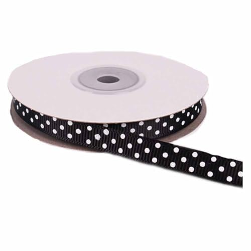 SHTGOI 25 Yards/Rolle Punkte Grosgrain-Band 1cm Breit Gepunktetes Schleifenband/Geschenkband/Dekoband DIY Polka Dot Ripsband Fabric Band für Party Hochzeit Geschenke Blumen Dekoration Schwarz von SHTGOI