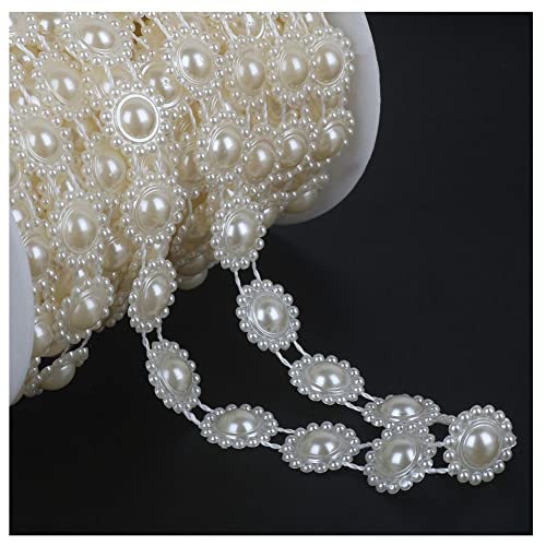 SHTGOI 2m/Rolle 16mm Perlengirlande Künstliche Perlen Kette Perlenkette Perlenband Angelschnur Kunstperlen Girlande für DIY Vorhang Haarschmuck Hochzeit Party Brautstrauß Tisch Deko 7# von SHTGOI