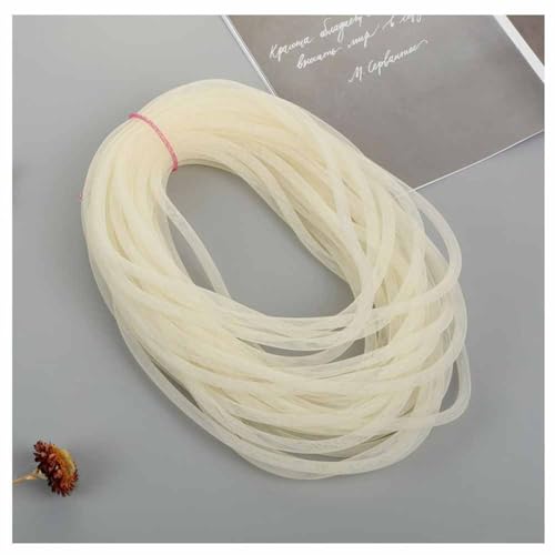 SHTGOI 3 Stück 25m Elastische Mesh Schlauch Basteln 8mm Netz-Rohr Flex Netzschlauch Meterware Kreative Netzschnur DIY Schmuck Zubehör für Schleife Armband Halskette Kränze Handwerk Creme von SHTGOI