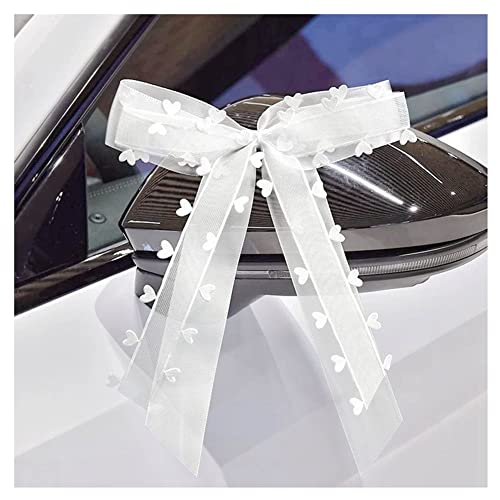 SHTGOI 30 Stück Autoschleifen Hochzeit Antennenschleifen Organza Schleifen Auto Satinband mit Herzen Autoschmuck für Auto Hochzeit Deko Tischdeko Zimmerdeko Geschenverpackung Weiß 1# von SHTGOI