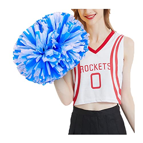 SHTGOI 4 Stück Cheerleading Pompoms Cheerleader Pom Poms Handblumen mit Handle Hell Handgekurbelter Blumenball für Sportwettbewerb Urlaub Feiern Tänze Karnevalspartys Blau+Weiß 1# von SHTGOI