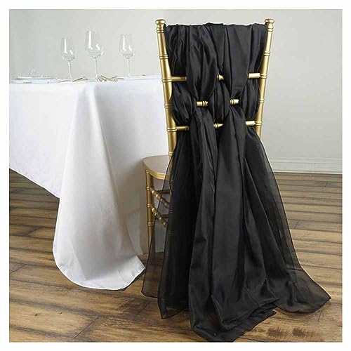 SHTGOI 5 Stück Tüll Stuhlschleifen 55 * 200cm Organza Stuhlschleife Stuhl Chiffon Stuhlschärpen Hochzeit Krawatte Stuhl Abdeckung Band Stuhl Deko für Hochzeit Jahrestag Partys Heimdeko Schwarz von SHTGOI