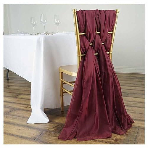 SHTGOI 5 Stück Tüll Stuhlschleifen 55 * 200cm Organza Stuhlschleife Stuhl Chiffon Stuhlschärpen Hochzeit Krawatte Stuhl Abdeckung Band Stuhl Deko für Hochzeit Jahrestag Partys Heimdeko Weinrot von SHTGOI