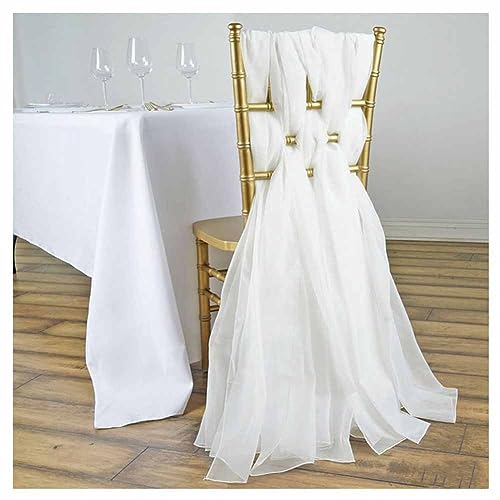 SHTGOI 5 Stück Tüll Stuhlschleifen 70 * 200cm Organza Stuhlschleife Stuhl Chiffon Stuhlschärpen Hochzeit Krawatte Stuhl Abdeckung Band Stuhl Deko für Hochzeit Jahrestag Partys Heimdeko Weiß von SHTGOI