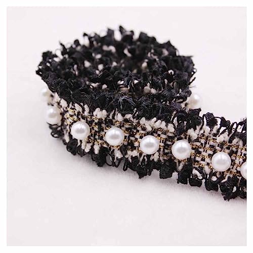 SHTGOI 5 Yard Perlenspitze 2cm Breit Spitzenband Häkelspitze Spitzenborte zum nähen Lace Spitze Trim Band Vintage Spitzenbesatz Kleidung Dekoband für DIY Basteln Tisch und Hochzeit Deko Schwarz von SHTGOI