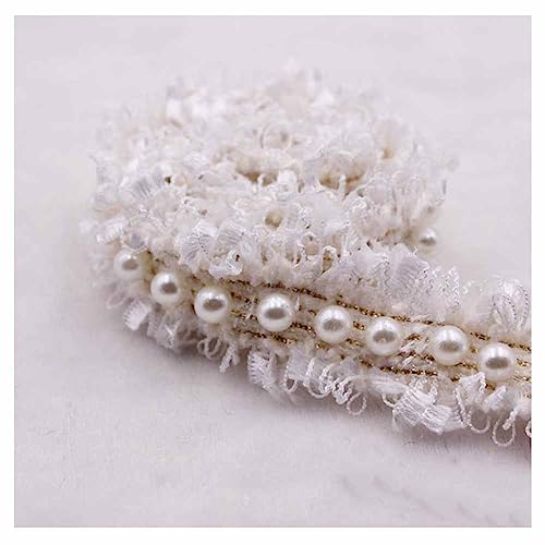 SHTGOI 5 Yard Perlenspitze 2cm Breit Spitzenband Häkelspitze Spitzenborte zum nähen Lace Spitze Trim Band Vintage Spitzenbesatz Kleidung Dekoband für DIY Basteln Tisch und Hochzeit Deko Weiß von SHTGOI