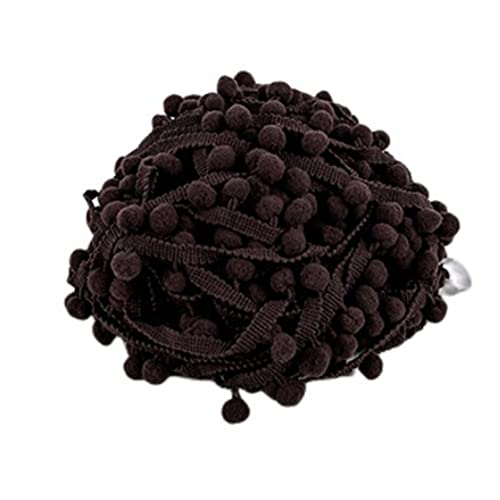 SHTGOI 5 Yards Pomponborte Bommelborte Bommel Fringe Band Fransenborte Pomponband Bommelband Pompom Fransenbesatz Pom Poms Quaste Borte Zierborrte für Kleidung Vorhang Dekoration Dunkelbraun von SHTGOI