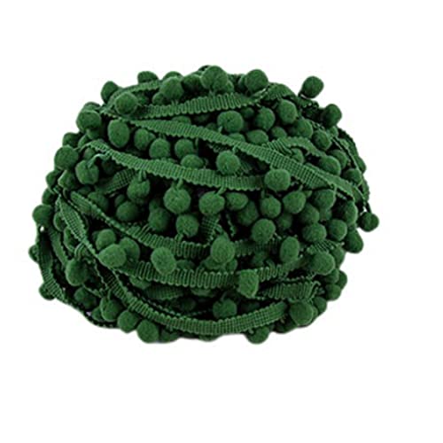 SHTGOI 5 Yards Pomponborte Bommelborte Bommel Fringe Band Fransenborte Pomponband Bommelband Pompom Fransenbesatz Pom Poms Quaste Borte Zierborrte für Kleidung Vorhang Dekoration Dunkelgrün von SHTGOI