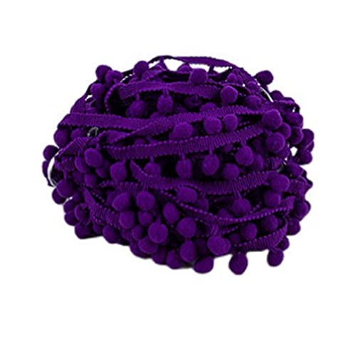 SHTGOI 5 Yards Pomponborte Bommelborte Bommel Fringe Band Fransenborte Pomponband Bommelband Pompom Fransenbesatz Pom Poms Quaste Borte Zierborrte für Kleidung Vorhang Dekoration Dunkellila von SHTGOI