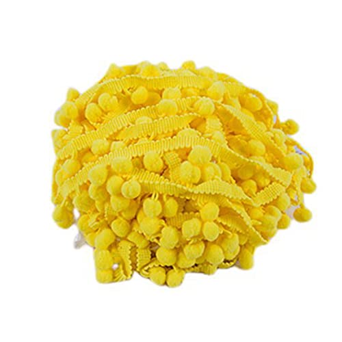 SHTGOI 5 Yards Pomponborte Bommelborte Bommel Fringe Band Fransenborte Pomponband Bommelband Pompom Fransenbesatz Pom Poms Quaste Borte Zierborrte für Kleidung Vorhang Dekoration Gelb von SHTGOI