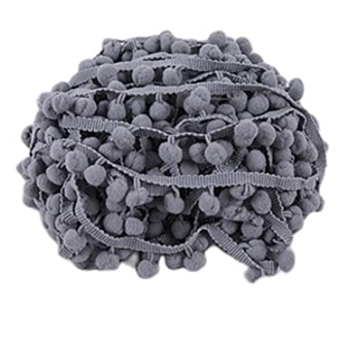 SHTGOI 5 Yards Pomponborte Bommelborte Bommel Fringe Band Fransenborte Pomponband Bommelband Pompom Fransenbesatz Pom Poms Quaste Borte Zierborrte für Kleidung Vorhang Dekoration Hellgrau von SHTGOI