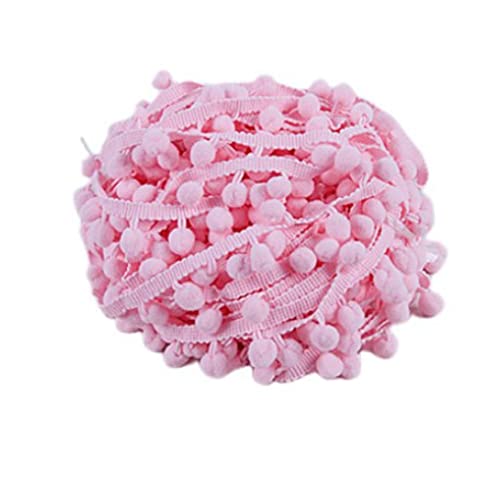 SHTGOI 5 Yards Pomponborte Bommelborte Bommel Fringe Band Fransenborte Pomponband Bommelband Pompom Fransenbesatz Pom Poms Quaste Borte Zierborrte für Kleidung Vorhang Dekoration Hellrosa von SHTGOI