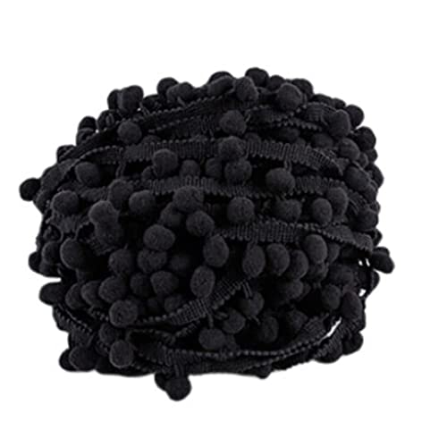 SHTGOI 5 Yards Pomponborte Bommelborte Bommel Fringe Band Fransenborte Pomponband Bommelband Pompom Fransenbesatz Pom Poms Quaste Borte Zierborrte für Kleidung Vorhang Dekoration Schwarz von SHTGOI