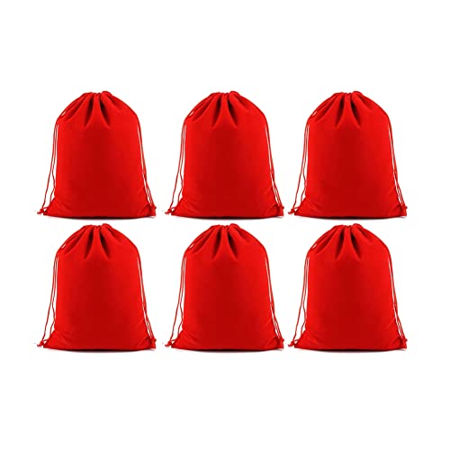 SHTGOI 6Pcs Samtbeutel 30 * 40cm Beutel Samt-Schmuckbeutel mit Kordelzug Langlebig Tunnelzug Samtsäckchen Süßigkeitenbeutel Geschenksäckchen für Weihnachten Party Hochzeitsgeschenke Rot von SHTGOI