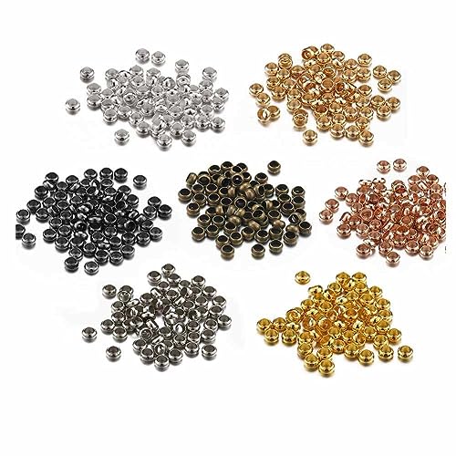 SHTGOI Abstandsperlen Set 2mm Edelstahl Runde Distanzperlen Nahtlose Kugelperlen Metall Kleine Bastelperlen mit Loch Schmuckperlen für DIY Armband Halskette Schmuck Herstellung 500pcs Mischfarbe von SHTGOI