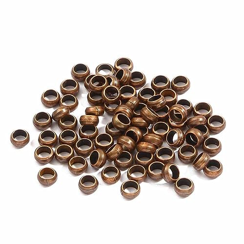 SHTGOI Abstandsperlen Set 4mm Edelstahl Runde Distanzperlen Nahtlose Kugelperlen Metall Kleine Bastelperlen mit Loch Schmuckperlen für DIY Armband Halskette Schmuck Herstellung 100pcs Antikes Rot von SHTGOI