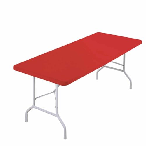 SHTGOI Elastische Tischdecke Dehnbare Spandex Tischdecke Rechteckig Tischschoner mit Gummizug Waschbar und Faltbar Gartentischdecke für Outdoor Terrasse Party Camping Tisch Rot 6FT（183 * 76cm） von SHTGOI