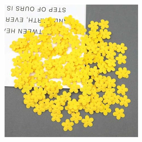 SHTGOI Filzblumen 50 Stück Fünfblättrige Blume Aufnäher Flower Patches zum Basteln und Aufnähen Stoff Blumen Applikationen Verschönerungen Haar-Accessoires für DIY Kleidung Haarspange Gelb von SHTGOI