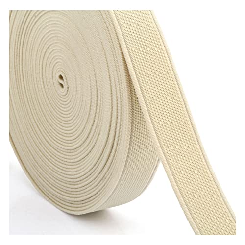 SHTGOI Flache Gummibänder 28m Bunte Elastische Bänder Stretchband zum Nähen Leinwandbindung Verschlüsseltes Gummiband für DIY Handwerk Taillenbänder Bekleidung Schuhherstellung 2.5cm Beige von SHTGOI