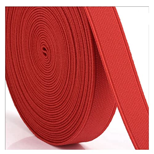 SHTGOI Flache Gummibänder 28m Bunte Elastische Bänder Stretchband zum Nähen Leinwandbindung Verschlüsseltes Gummiband für DIY Handwerk Taillenbänder Bekleidung Schuhherstellung 2.5cm Rot von SHTGOI