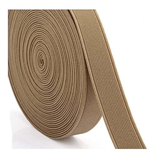 SHTGOI Flache Gummibänder 28m Bunte Elastische Bänder Stretchband zum Nähen Leinwandbindung Verschlüsseltes Gummiband für DIY Handwerk Taillenbänder Bekleidung Schuhherstellung 2cm Khaki von SHTGOI