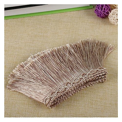 SHTGOI Fransenborte Seide Quastenbesatz 9cm Breit Baumwolle Quaste Fransen Boho Fransenbordüre Vintage Häkelband Spitze Borte Band DIY Zubehör für DIY Kostüme Bekleidung Vorhang Hochzeit 1m Beige von SHTGOI